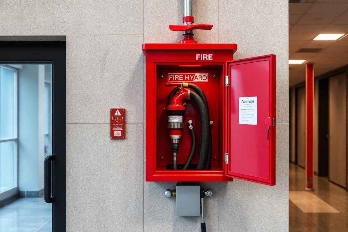 Hydrant box indoor berisi fire hose dan nozzle